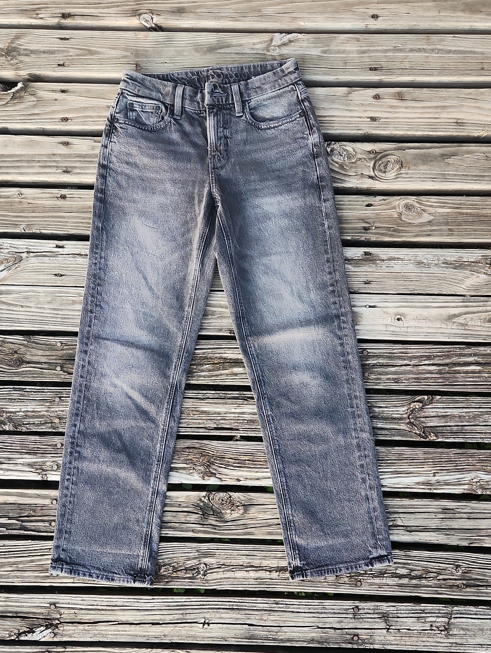 American Eagle Curvy Straight Black Wash Jeans Denim 0 Regular Trendy Stretch